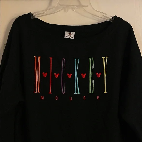 Disney Parks Black Sweater with Colorful Mickey Mouse Design size L - Picture 2 of 5